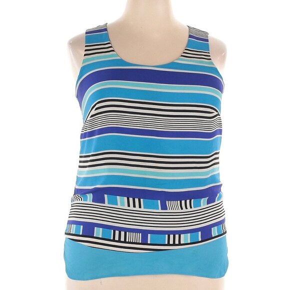 New,  Anthropologie Rose + Olive Chiffon Striped Layered Top - Picture 1 of 13